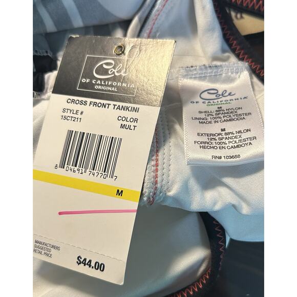 CLEARANCE Tankini Med NWT Cross Front Zebra Ruched w/ Ties Beach Pool Lake Vacay - Picture 7 of 7